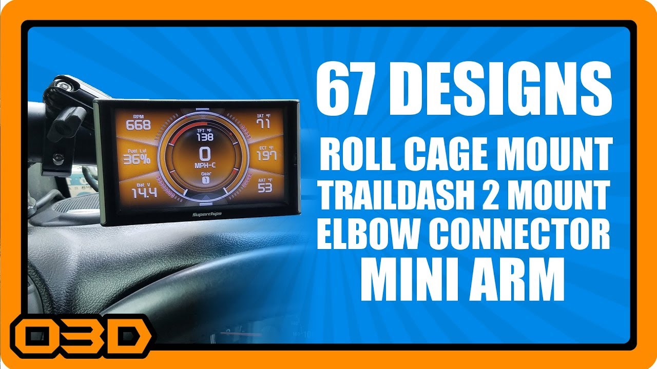 67 Designs RH4x4 Roll Bar Mount, TrailDash2 Mount, Elbow Connector, and a Mini Arm